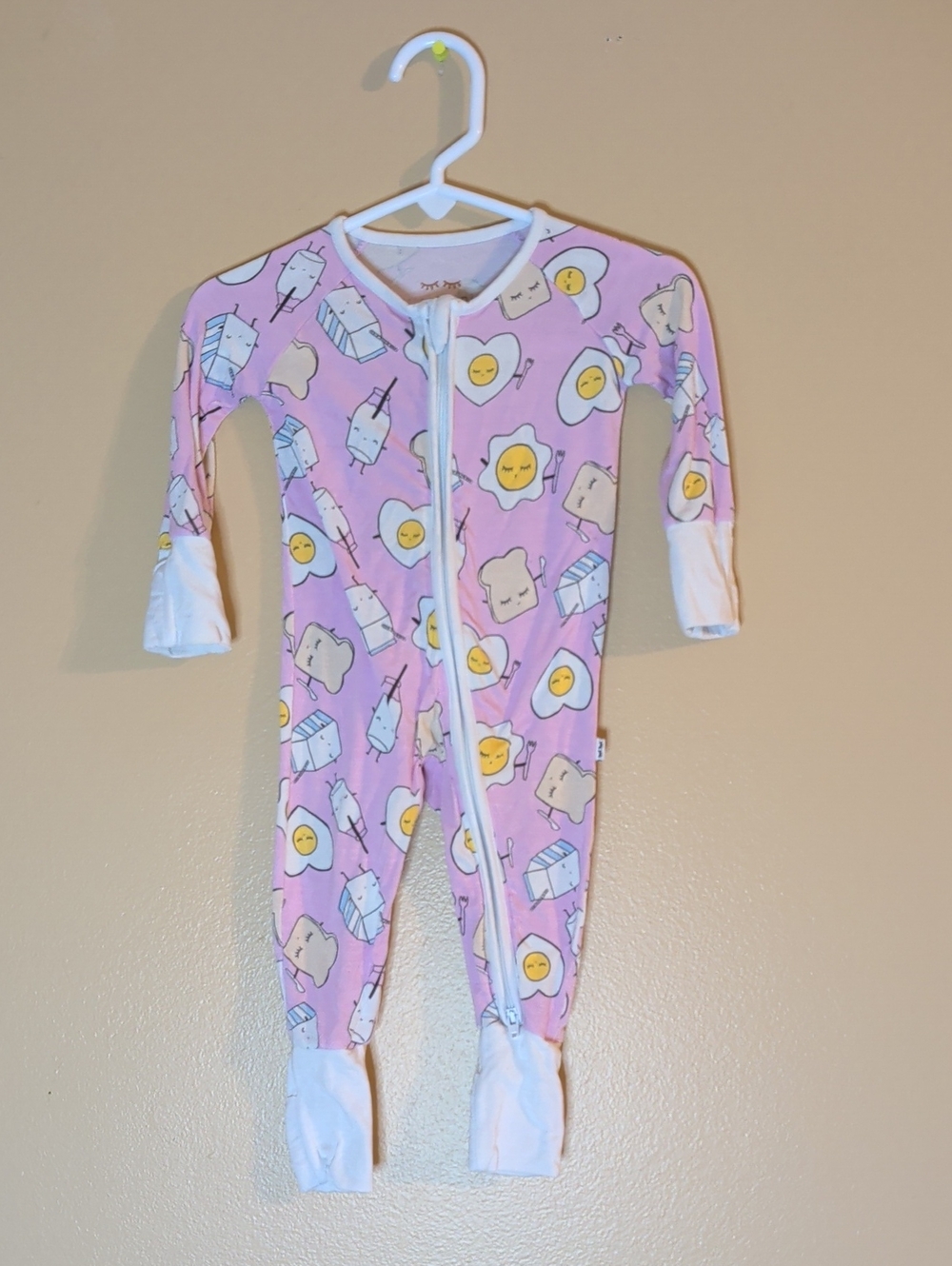 Little Sleepies Pink Breakfast Buddies Bamboo Zippy Pajamas 0-3 Months